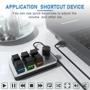 6-Key 1-Knob RGB Macro Keypad Programmable USB Wired Gamers RGB for Mobile Gaming Shortcuts Desk Setup
