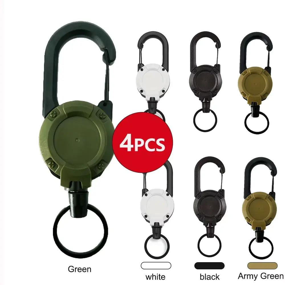 1/2/4pcs Extendable Retractable Holders Keychain Badge Reels Heavy Duty Clip With Carabiner Key Chain For Men Outdoor Bags No brand