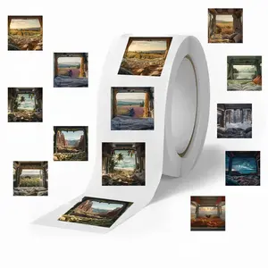 Landscape Pattern Sticker (500pcs/roll), Self Adhesive Decorative Sticker, DIY Decals for Water Bottle, Laptop, Phone Case, Scrapbooking, Journal Making