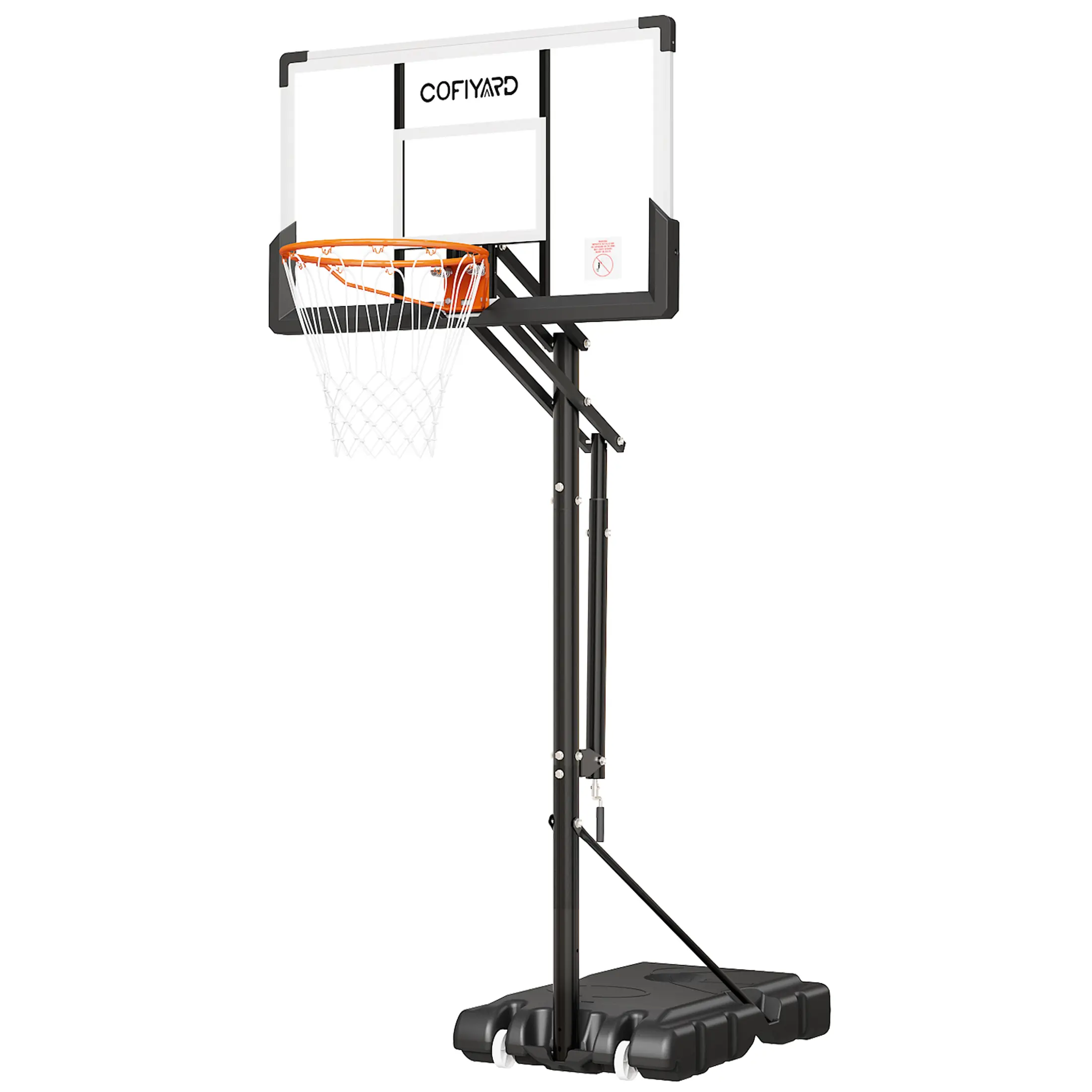 Cofiyard Kids Outdoor Basketball Hoop, 44" Impact-Resistant Backboard, Adjustable Height 5.25-10 FT, Portable Basketball System with Wheels & Sandbags for Backyard, Poolside Play