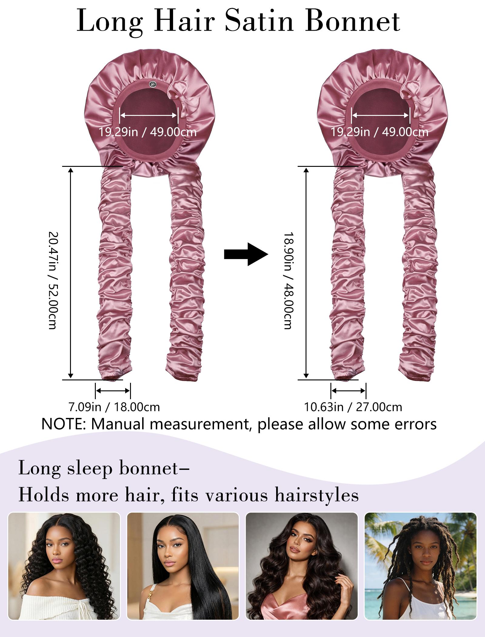 SeSe Code Extra Long Pleated Side Bands Satin Sleep Bonnet, Elastic Non-slip Hair Care Styling Cap SeSe Code Extra Long Pleated Side Bands Satin Sleep Bonnet, Elastic Non-slip Hair Care Styling Cap