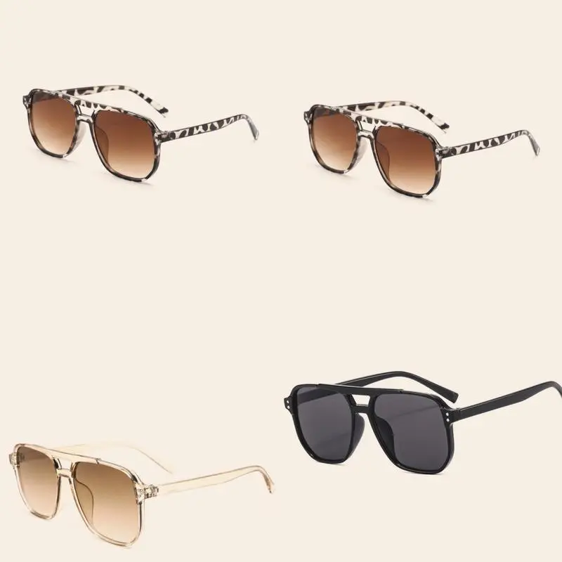 4-Pack Unisex Oversized Aviator Sunglasses - Double Bridge Design, Nylon Frames in Black/Tortoiseshell/Clear, Durable Light Protection Eyewear for Daily Wear, Outdoor Sports & Retro Fashion Statements, Four-Pack summervibes tiktokshopbacktoschool