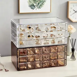 Desktop jewelry storage box, transparent visible jewelry box, suitable for placing on dressers, in bedrooms, dormitories, offices and other places, capable of holding small jewelry