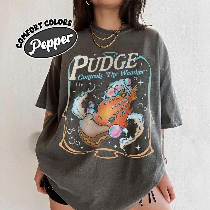 Lilo And Stitch Pudge Controls The Weather T-Shirt, Pudge Fish Shirt, Gift for Womenswear Top Cotton