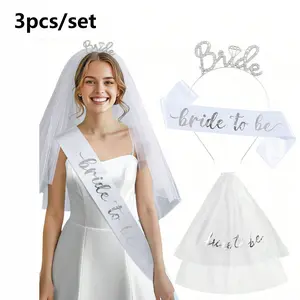 3pcs/set New Single Party Bride Veil Headband, Essential Wedding Accessory, Elegant Hair Band for Bachelorette Parties, Bridal Decor Hat