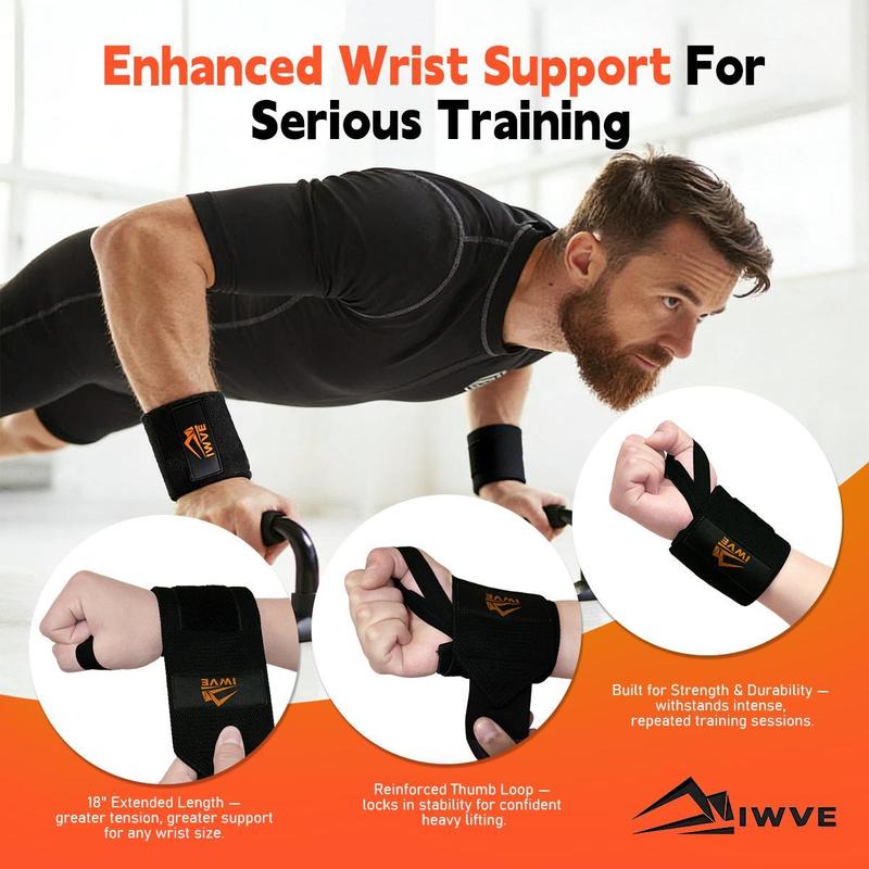 IWVE19 Weightlifting Wrist Wraps 19" IPF Approved Heavy Duty Thumb Loop Professional Quality Support for Powerlifting Strength Training Fitness Accessories