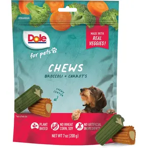 Dole for Pets Freshly Fetched Dog Chews, Assorted Broccoli & Carrot Flavor Dog Treats, 7oz | Flavored with Real Veggies, No Wheat, Corn, Soy, Artificial Flavors, Colors, or Preservatives