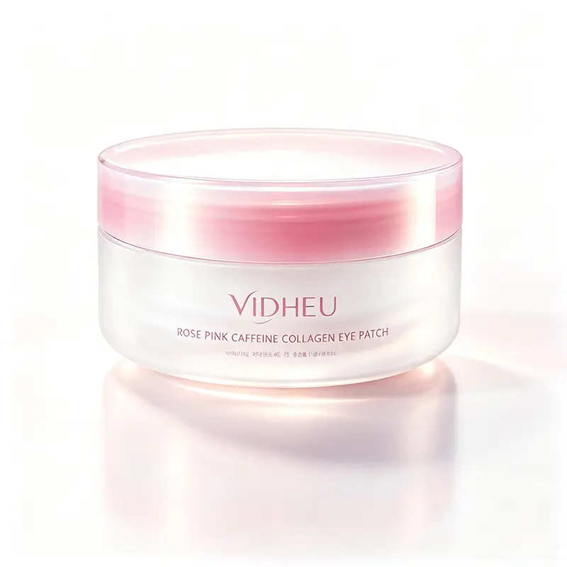 Rose Pink Caffeine Collagen Eye Patches, Hydrating Gel Under Eye Mask for Daily Skin Care, Cooling Under Eye Patches for Tired Looking Eyes