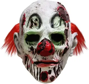 Scary Evil Clown Mask – Realistic Halloween Horror Face Costume for Adults, Creepy Zombie Party Prop