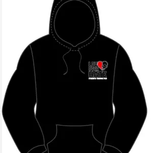 Lov over Hate Hoodies - Black Hoodie with Heart Design and Inspirational Message
