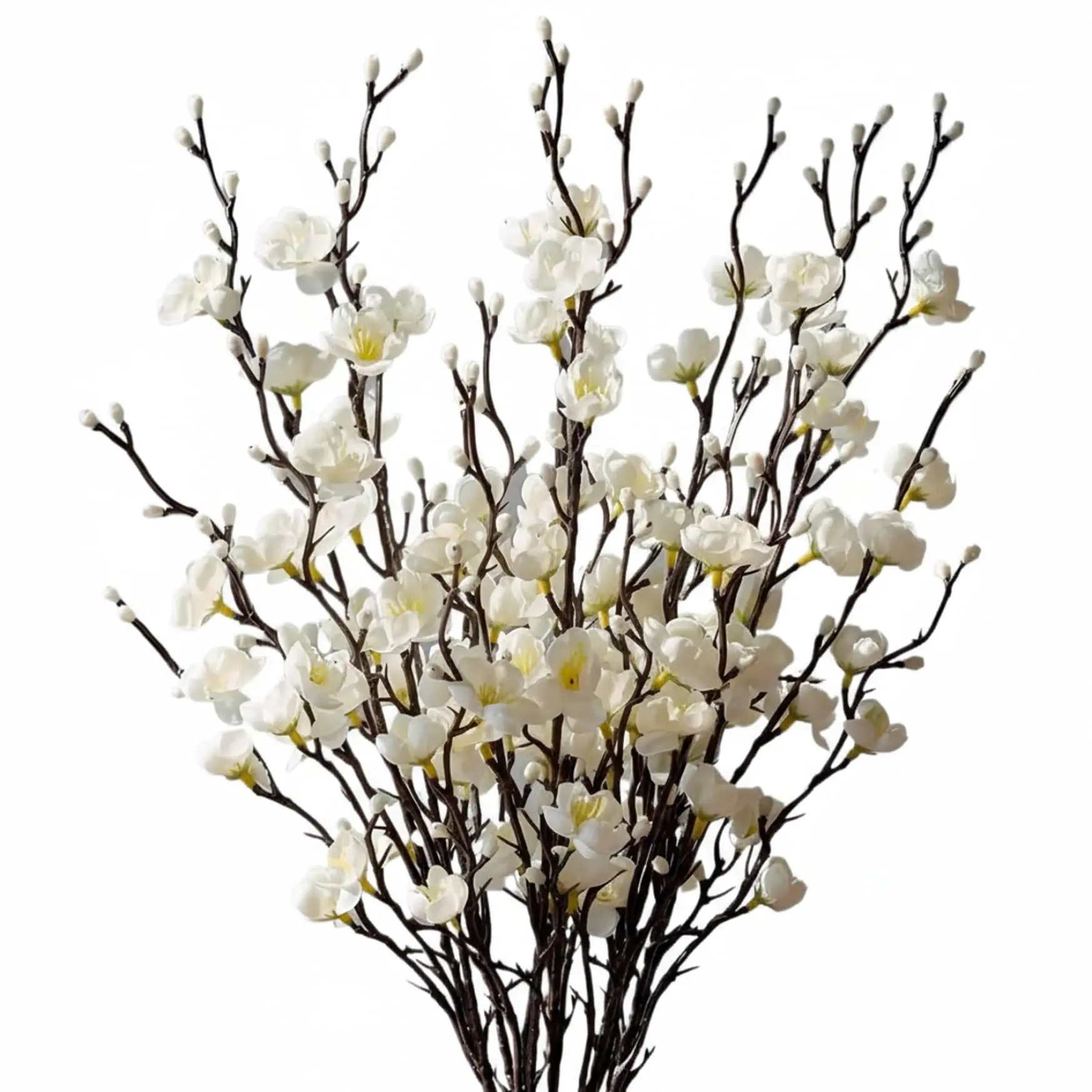 12 24 Pcs White Plum Silk Flowers Artificial Wintersweet 21.7 Inch Long Stem Fake Faux Flowers for Home Hotel Office Wedding Party Garden Centerpieces All Season Decor Vase Not Included