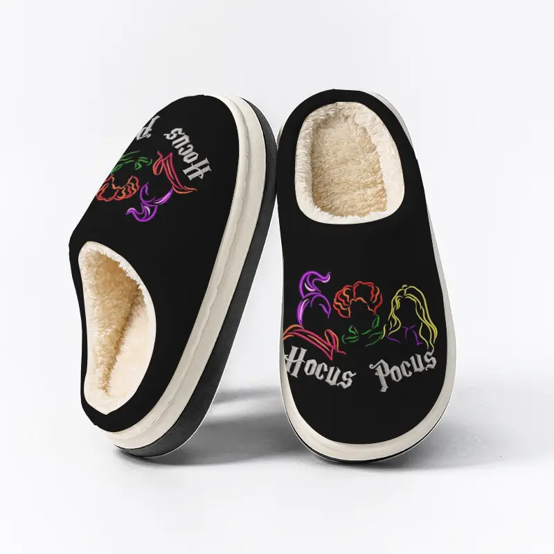 Kids Hocus Pocus Witch Silhouette Slippers for Boys and Girls, Halloween Slippers , Durable Non-Slip Plush Indoor Slippers, Warm and Comfortable House Shoes Slippers for Winter, Cozy for Home, Exquisite Slippers or Toddlers & Big Kids Indoor/Outdoor Wear