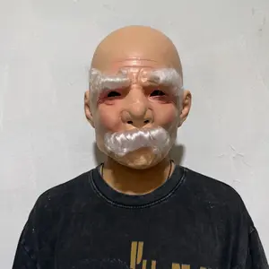 Halloween Latex Bald Santa Claus Costume Mask, Cosplay Grandpa Headpiece for Adults, Party Favors & Halloween Decorations