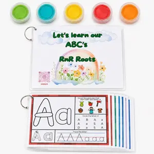 ABC Learning Play Dough Activity Kit - Handmade Colorful Sensory play doh in Clear Box, 26 Laminated Letter Worksheets, Number Cards - Ideal for Kids' Educational Play