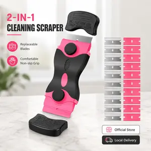 Handheld Multifunctional Scraper Tool, for Kitchen Home Car Glass Surface, Household Cleaning Remover Tool, Portable Labor-saving Scraper with 20 Replacement Blades for Glue Sticker Residue Cleaning