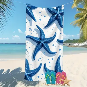 1 Super Cute Starfish Themed Microfiber Bath Towel Set - Quick Drying, Extremely Soft, Super Absorbent, Modern Design, Perfect for Bathrooms, Swimming Pools or Traveling - Unisex
