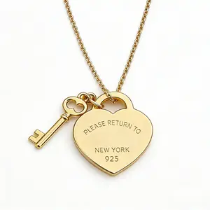 Everyday Gift For Her Family Heart Key Necklace Trending Jewelry She Will Love L01