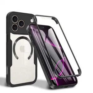 New High-End Screen Full Cover Silicone Case, Ultra-Thin Transparent Magnetic Charging Protective Case Accessories for iPhone 17 Pro Max/16 Pro/15-11