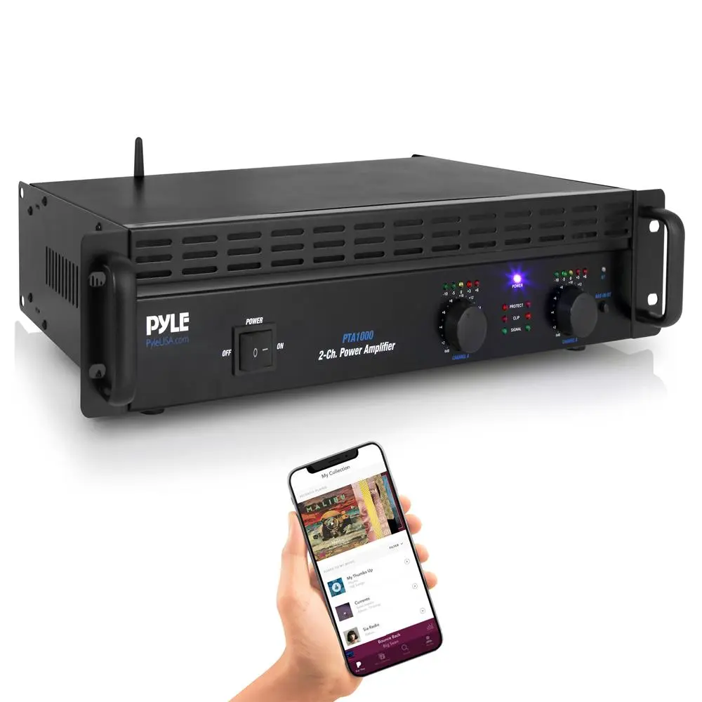 2-Channel Bluetooth Pro Audio Power Amplifier | 1000W Max Bridgeable Rack Mount Stereo Amp with XLR & TRS Inputs, SpeakON Outputs, Cooling Fans & LED Indicators – Home Studio Audio System