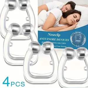 4 PCS Anti-Snore Silicone Magnetic Nose Clips: Comfortable Nasal Opening Aid for Quiet Nights - Safe Easy-to-Clean