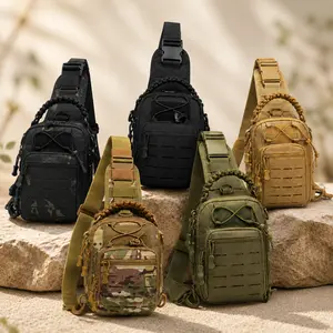 Men's Oxford Tactical Chest Bag - Waterproof Camo Sling Backpack, Multi-Functional Crossbody Daypack with Digital Organizer, Outdoor Adventure Gear, Plain Shoulder Clutch, Durable Lightweight EDC for Cycling Hiking Everyday Carry