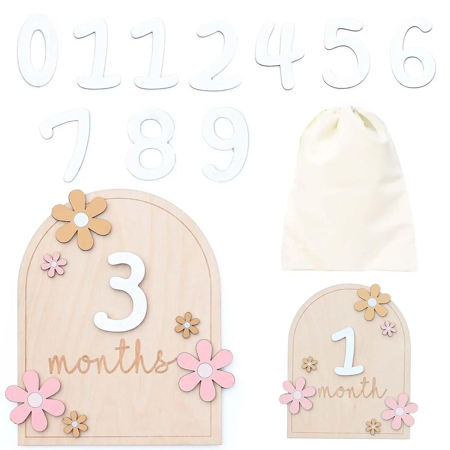 Monthly Milestone Cards, Monthly  Milestone Signs, Monthly Milestone Signs for 1-12 Month ,   for Girl and Boy (Flower)