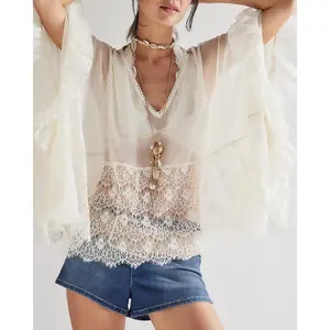 Women’s V Neck Poncho Tops Batwing Sleeve Solid Color Loose Fit T-Shirts Blouses（gift）