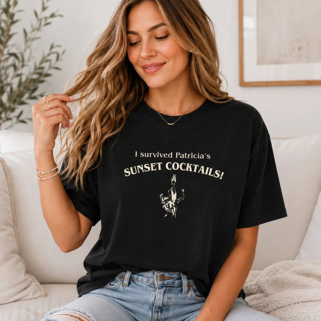 Patricia Sunset Cocktails Shirt, Cocktail Party Tee, Funny Girls Trip Gift