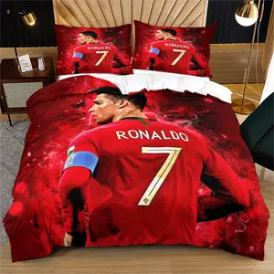 Portugal #7 Soccer Bedding Set, 1 Duvet Cover & 1/2 Pillowcases, Vibrant &, Breathable Fabric, Ideal for Game Room, Bedroom, Fan Cave Decor
