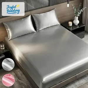 Joyful Bedding 2/3 Pcs Satin Fitted Sheet, Cozy Bed Sheet Sets, Silk Sheets, Soft, Comfortable, Skin-Friendly Bedding, Fits for Twin/Full/Queen/King Bed Sizes, Machine Washable