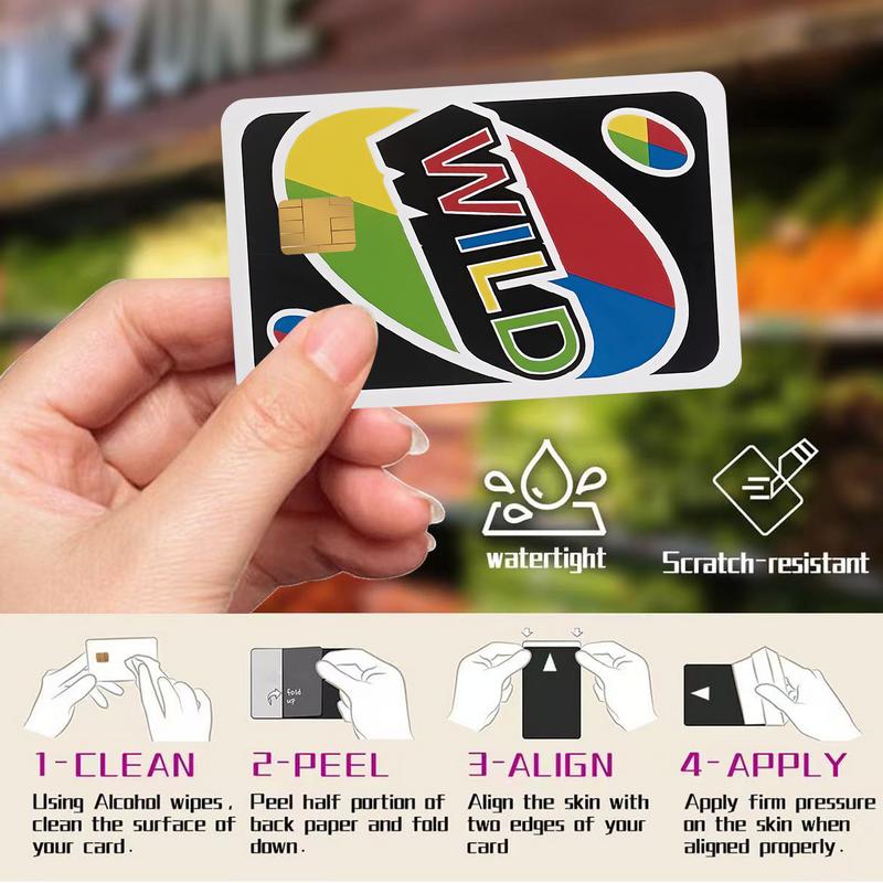 Uno Credit Card Sticker 2PCS Credit Card Skin & Debit Card, Trolley & Gym Stickers for Small Chip