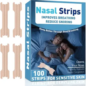 Nasal Strips for Snoring, Reduces Nasal Congestion, 100 Count Comfortable Fit Extra Strength Anti-Snoring Solution, Instant Improved Airflow, Suitable for Men & Women, Blue