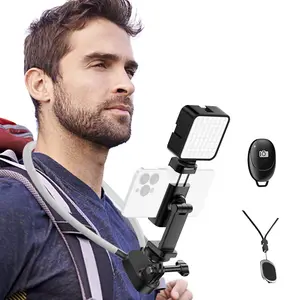 Neck Phone Holder, Hands Free Magnetic Neck-Mounted Phone Holder with Remote Control, Adjustable POV/Vlog Chest Phone Holder for Recording and Filming, Compatible with iPhone 16 15 14 13 12 Android Seires and Action Camera Cellphone Accessories Smartphone