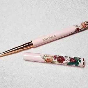 Latinas Nail Studio Artistic S Round 3D #4 100% Kolinsky Acrylic Nail Art Sculpture Brush with Pink Handle Non-Slip Grip Handle for Manicures 3D Nail Art Flower Designs