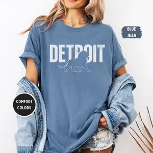 [Sale up to 50%] Detroit Football Comfort Colors Unisex T-shirt, Vintage Style Tee, Sports Fan Apparel, Distressed Graphic Shirt, Casual Football Tee