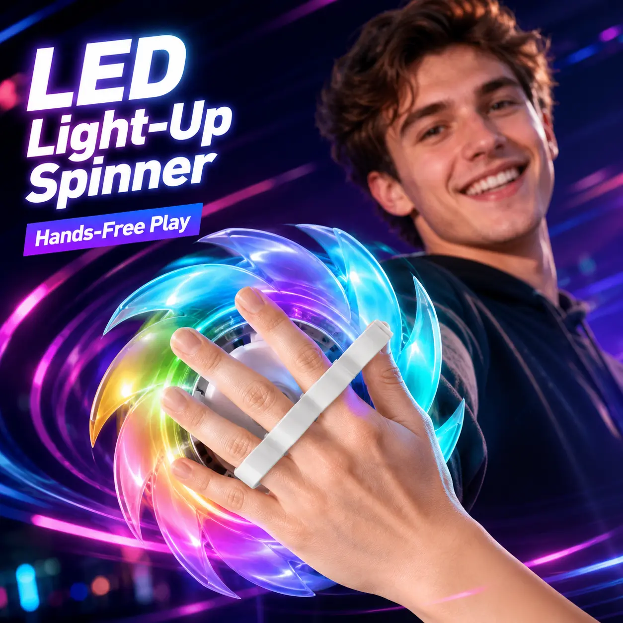 Spinning Light Disc Toy, 7-Color LED Handheld Glow Toy with Creative Hero-Inspired Design, Fun Photography Prop and Pretend Play Accessory for Kids, Teens and Gift Giving