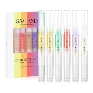 SAVILAND Natural Cuticle Oil Pen: 6PCS Revitalizing Cuticle Oil for Nails with Vitamin E Repaired Cuticles Overnight Cuticle Softener Nail Strengthener Protector for Damaged Skin Thin Nail