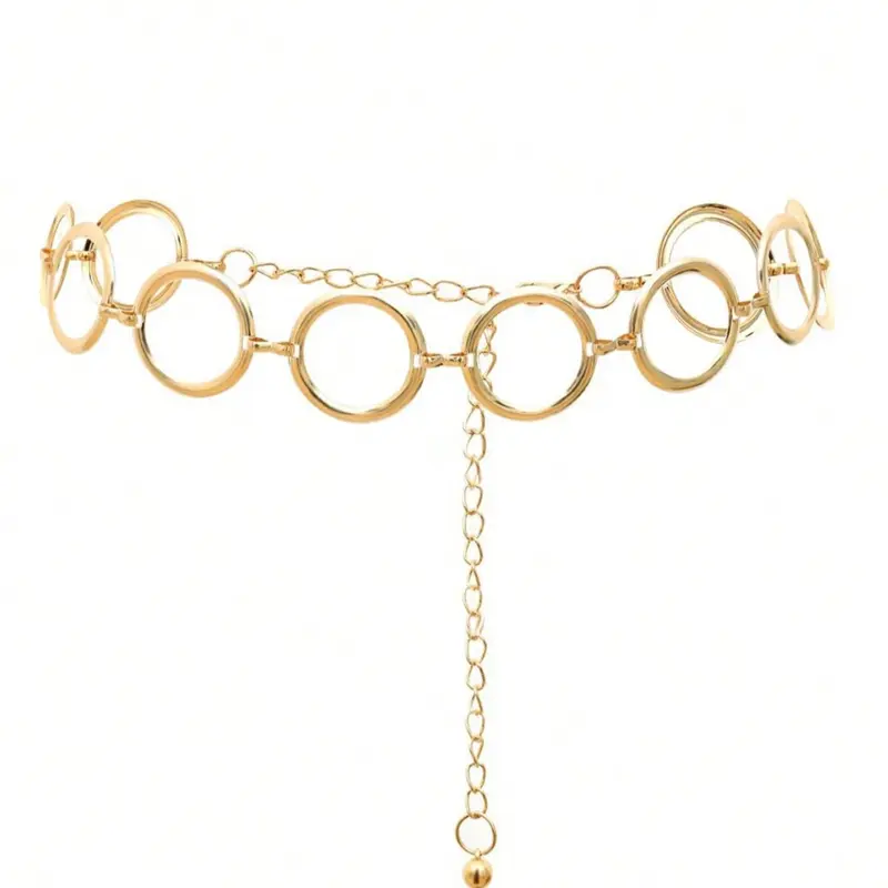 Women's Punk Style Geometric Ring Linked Body Chain, Fashion Body Jewelry for Parties & Daily Wear, Trendy Versatile & Exquisite Jewelry for Birthday Gifts
