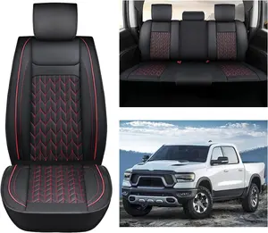 Nilight Car Seat Covers Custom Fit 2009-2024 Ram 1500 and 2010-2024 Ram 2500 3500 Crew Cab Mega Cab Waterproof Leather Cushion for Pickup Truck (Full Set, 2 Front Seats and 3 Rear Seats) Interior Vehicle  Headrest  dealsforyoudays