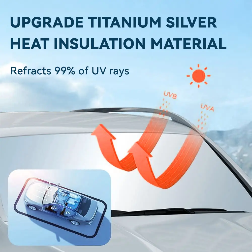 Foldable Reflective Windshield Sun Shade for Cars - Ultimate Dashboard Protection and Heat Resistance