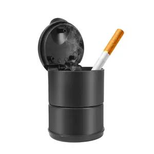 Car Ashtray with Lid Portable Ashtray for Car Mini Car Trash Can LED Indicator Detachable Ashtray Stainless Steel Smokeless Ashtray Windproof Car Accessories for Car Home Office Use