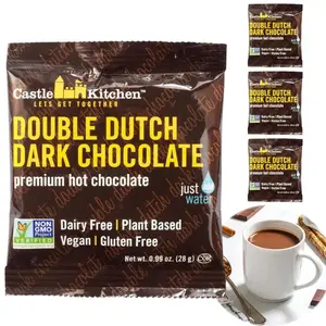 Castle Kitchen Hot Chocolate Sachets (10 Count) - Winter Favorite - Single Serve On The Go Hot Cocoa - Just Add Water - Dairy Free, Vegan 1oz Bulk Packets For A 6 oz Cup - With Real Chocolate