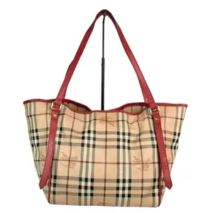 Pre-owned BURBERRY Leather Tote Bags Canterbury Haymarket Coated Canvas Tote Bag