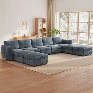 Guyii Oversized 2-9 Piece Sectional Sofa, Modular L/U Shaped Couch with Optional Storage Ottoman, Convertible Sleeper Sofa for Living Room