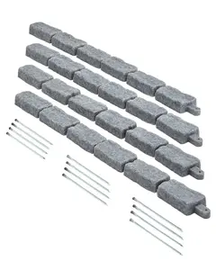 Faux Stone Landscape Edging, 46.4 x 2.2 in Realistic Lawn Edging, Flexible Brick-Sized Garden Edging Border with Anchoring Spikes, Fade-Resistant Yard Edging for Driveways Walkway Grey