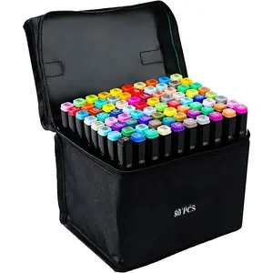 80 Colors  Markers with Base Art Drawing Markers Set for Adults Painting,Coloring,Sketching, Comics, Illustration- Refillable