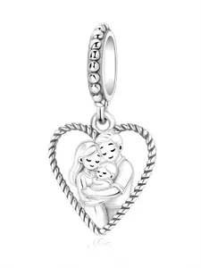 Copper Plated Silver Heart Charm Pendant, Elegant Hollow Design, Perfect Gift for Family, All Seasons Jewelry Accessory