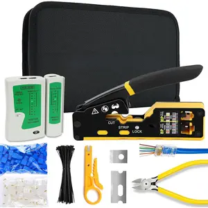 RJ45 Crimp Tool, Ethernet Crimper Tool Kit With CARRYING CASE, All-In-One Pass Through Network Cable Tool For Cutting, Stripping, Crimping Cat5 Cat6 RJ45 RJ11 RJ12 – Ideal For Home DIY, IT Technicians