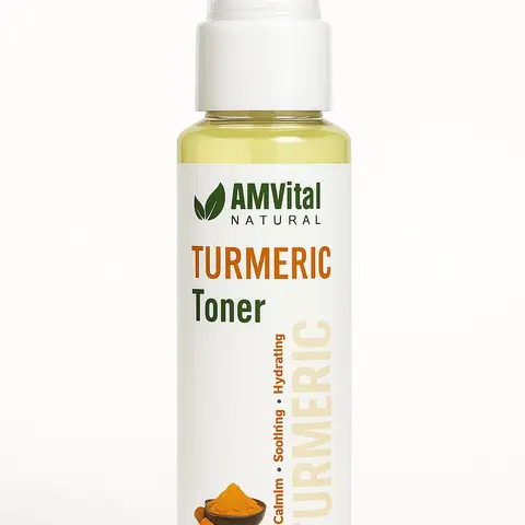 AMVital 30ml Turmeric Face Toner - Gentle Exfoliating Dark Spot Corrector, Soothing Hydrating Unisex Facial Mist Spray, Cleansing Radiant Complexion Boost, Alcohol-Free Chemical-Free Adult Skincare
