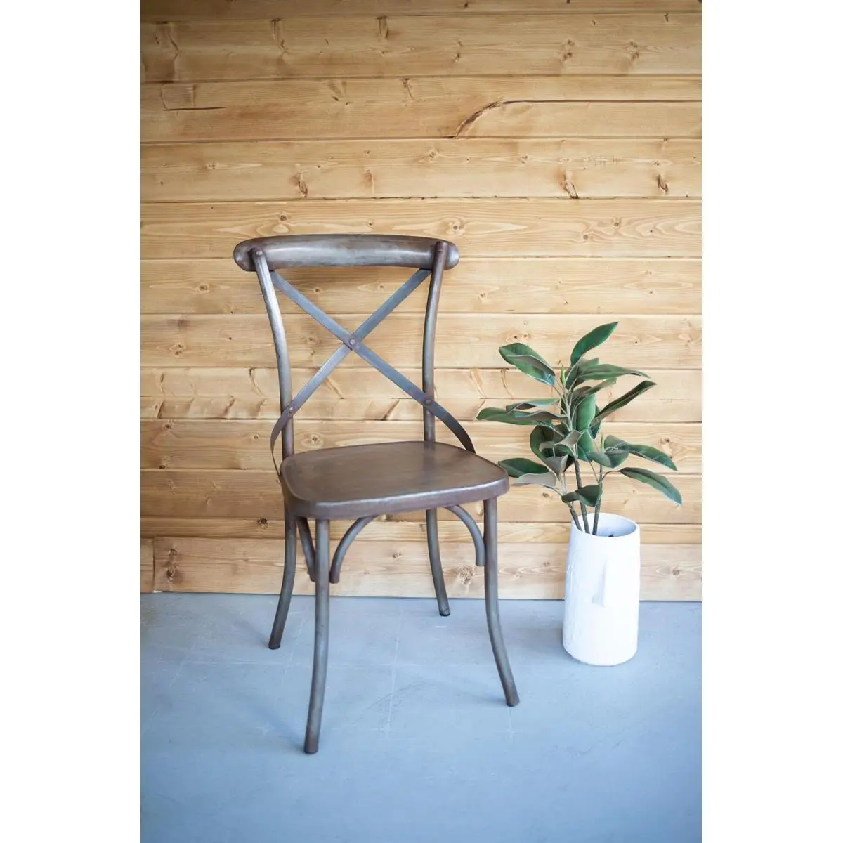 Rustic Iron Cross Back Dining Chair (Pack Of 2)